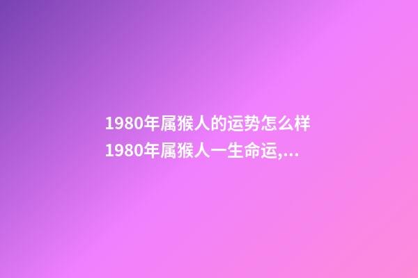 1980年属猴人的运势怎么样 1980年属猴人一生命运,1980年属猴人的命运-第1张-观点-玄机派